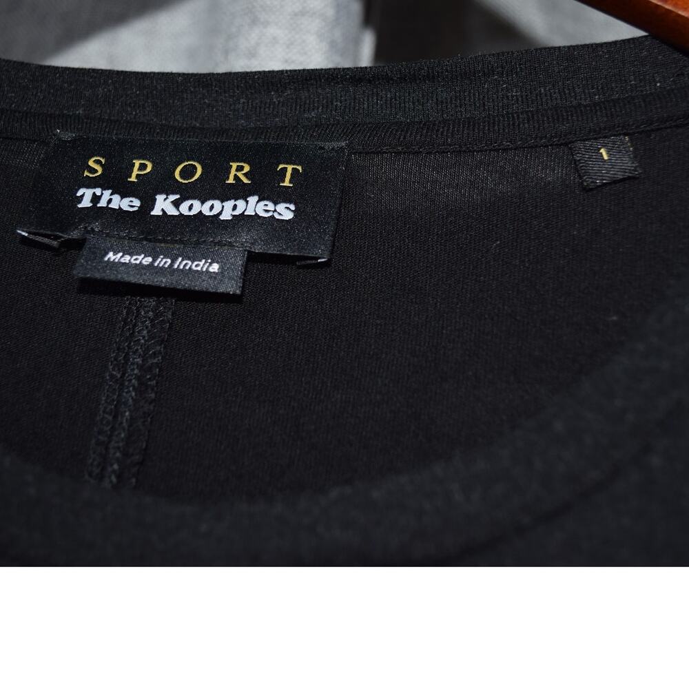 The Kooples Sport Black Short Sleeve Tee with Silver Chain Fringe Size S - Picture 3 of 4